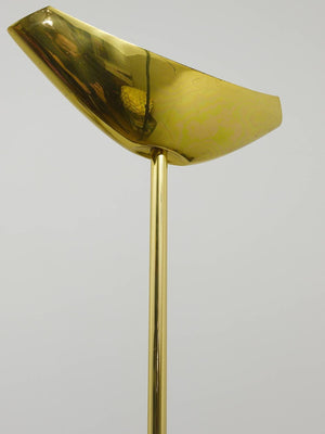 Rodolfo Dordoni Postmodern Brass & Wood Uplight Floor Lamp, Italy, 1980s