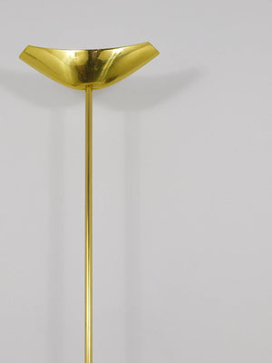 Rodolfo Dordoni Postmodern Brass & Wood Uplight Floor Lamp, Italy, 1980s