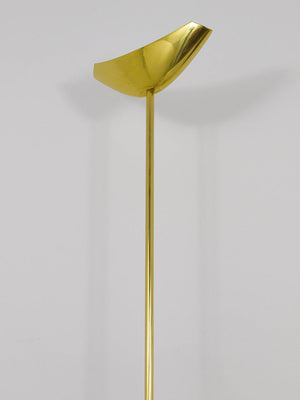 Rodolfo Dordoni Postmodern Brass & Wood Uplight Floor Lamp, Italy, 1980s