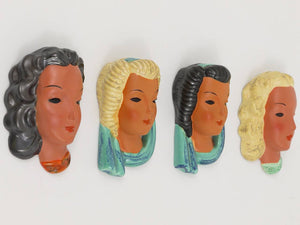Goldscheider Vienna Set of Four Wall Masks by Adolf Prischl, Austria, 1950s