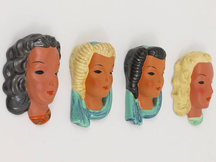 Goldscheider Vienna Set of Four Wall Masks by Adolf Prischl, Austria, 1950s