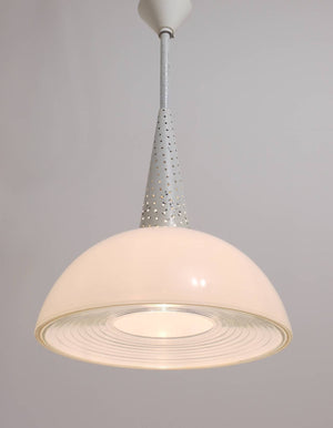Mathieu Matégot Perforated Midcentury Pendant Lamp, Holophane, France, 1950s