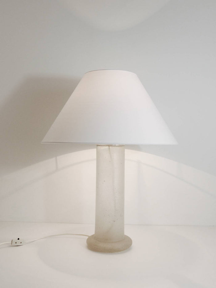 Signed Karl Springer Table Lamp with a Sandblasted Glass Base, 1970s