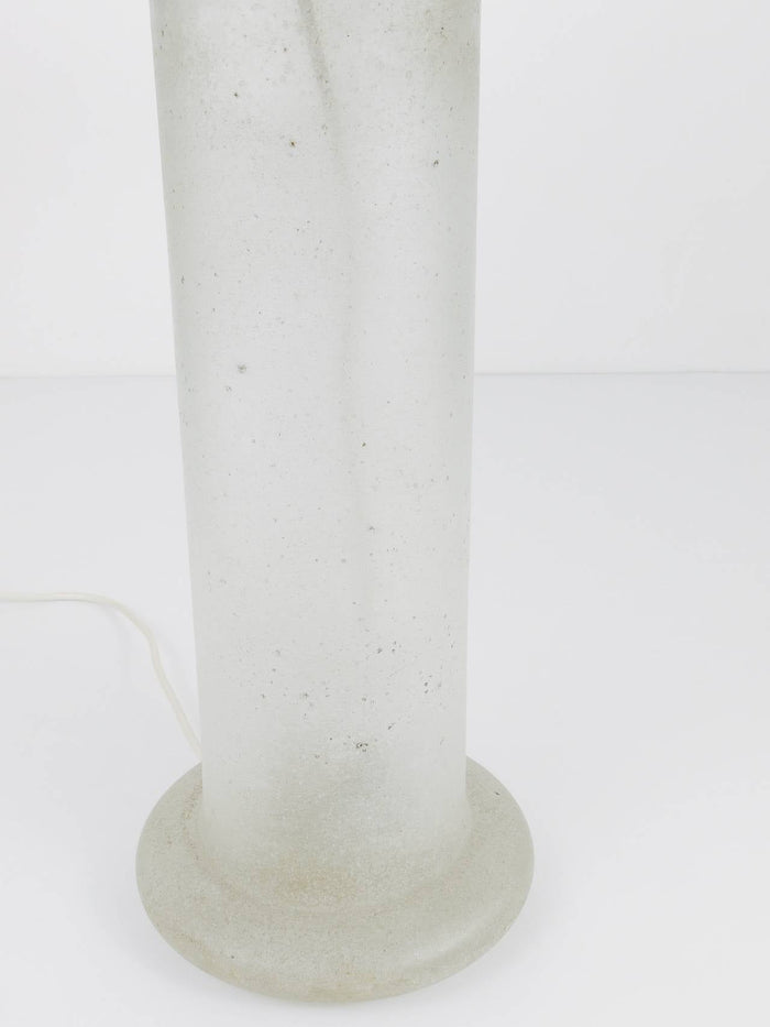 Signed Karl Springer Table Lamp with a Sandblasted Glass Base, 1970s