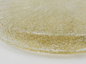 Carl Fagerlund Orrefors Textured Glass & Brass Flush Mount, Sweden, 1950s