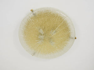 Carl Fagerlund Orrefors Textured Glass & Brass Flush Mount, Sweden, 1950s