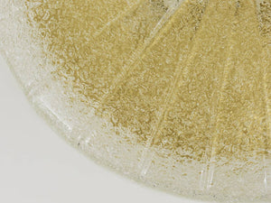 Carl Fagerlund Orrefors Textured Glass & Brass Flush Mount, Sweden, 1950s