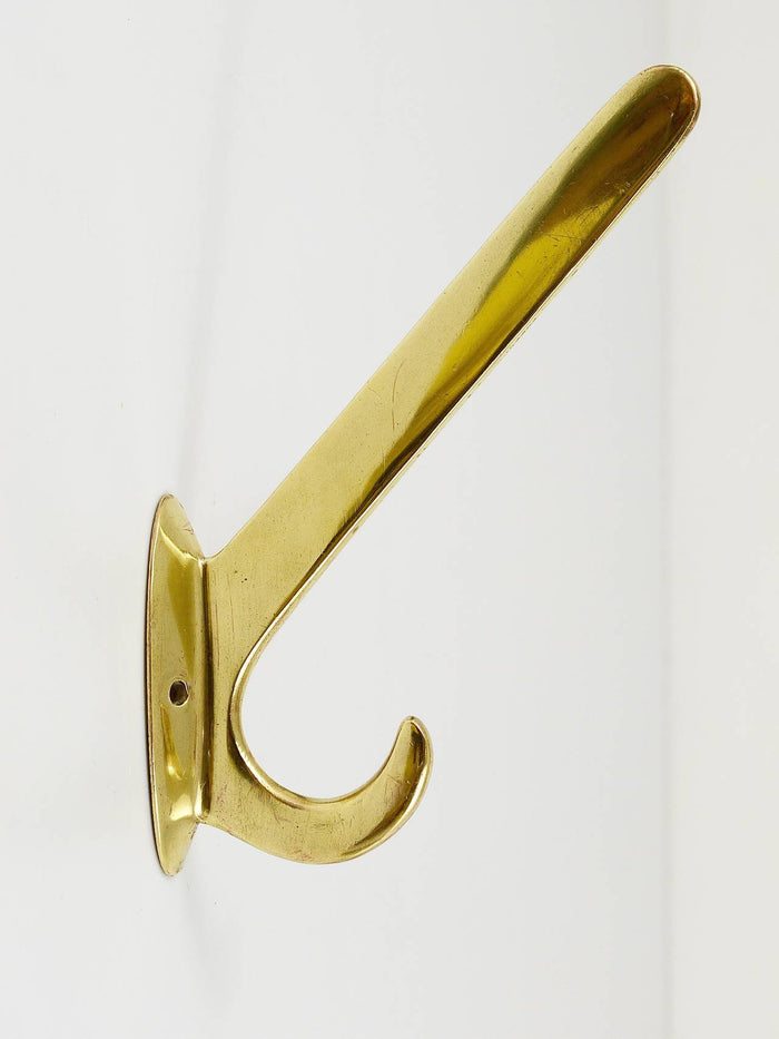 Four Art Nouveau Handmade Brass Wall Hooks, Austria, 1920s