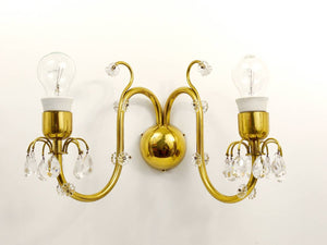 Lobmeyr Vienna precioso y gran aplique de latón y cristal, Austria, años 50