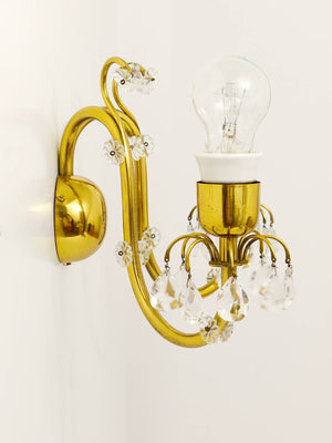 Lobmeyr Vienna precioso y gran aplique de latón y cristal, Austria, años 50