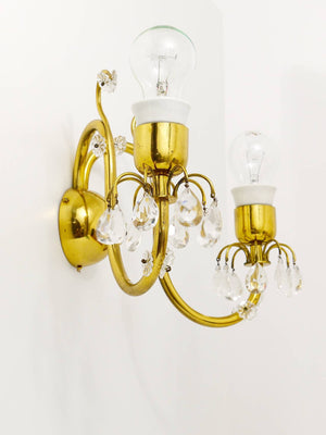 Lobmeyr Vienna precioso y gran aplique de latón y cristal, Austria, años 50