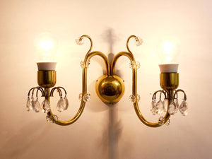 Lobmeyr Vienna precioso y gran aplique de latón y cristal, Austria, años 50