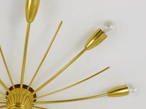 Large J.T. Kalmar Sonne Sun Brass Spider Chandelier Flush Mount, Austria, 1950s