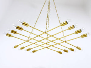 Grande lampadario Rupert Nikoll in ottone Mid-Century, Austria