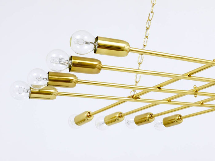 Rupert Nikoll Large Midcentury Brass Chandelier, Austria, 1950s