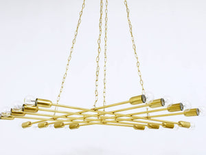 Grande lampadario Rupert Nikoll in ottone Mid-Century, Austria