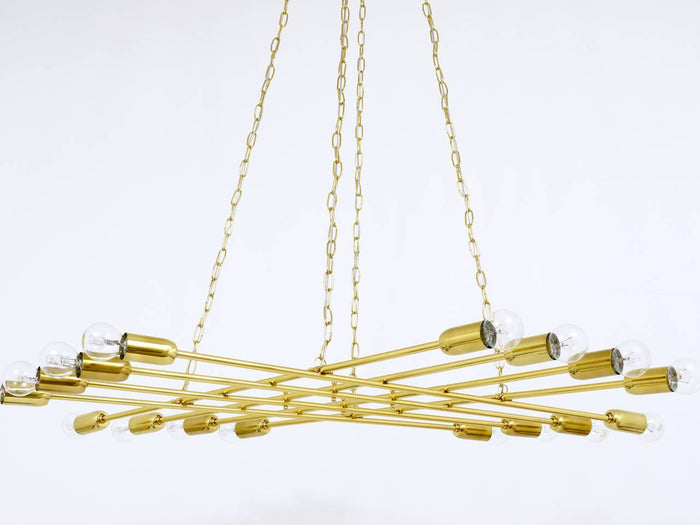 Rupert Nikoll Large Midcentury Brass Chandelier, Austria, 1950s