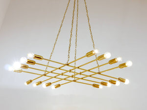 Grande lampadario Rupert Nikoll in ottone Mid-Century, Austria