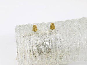 J.T. Kalmar Pair Sconces Wall Lamps, Brass & Textured Glass, Austria, 1950s