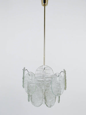 Lustre Mid-Century J.T. Kalmar Vienna en verre glacé à disques "Blatt", Autriche, années 1960