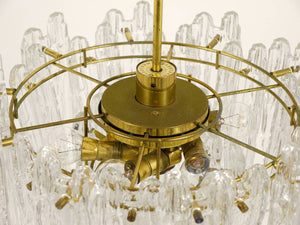 Kinkeldey Icicle Brass Ice Glass Chandelier, Germany, 1960s