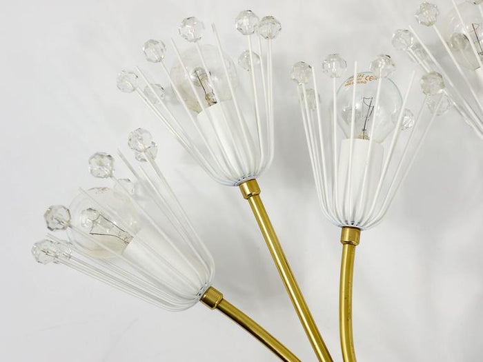 Emil Stejnar Pair Midcentury Brass Flower Sconces, Rupert Nikoll, Austria, 1950s