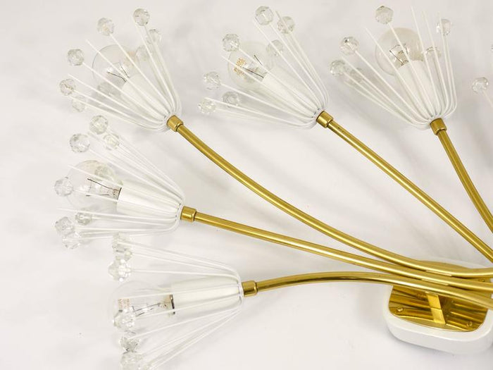 Two Large Emil Stejnar Flower Brass Sconces by Rupert Nikoll, Austria, 1950s