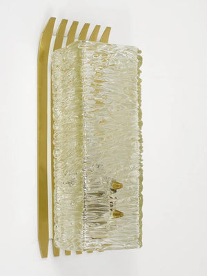 J.T. Kalmar Vienna Pair of Unusual Brass Glass Sconces, Austria, 1950s