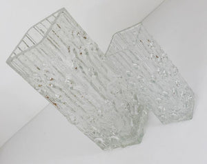 Peill & Putzler Op Art Square Modernist Ice Glass Vase, Germany, 1970s