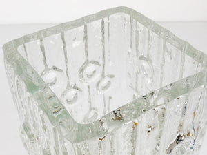 Gran jarrón (de suelo) de vidrio hielo Op Art de Peill & Putzler, Mid-Century, Alemania, años 70