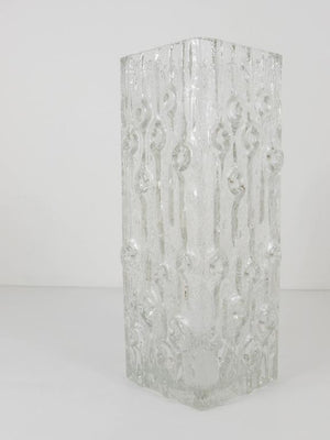 Gran jarrón (de suelo) de vidrio hielo Op Art de Peill & Putzler, Mid-Century, Alemania, años 70