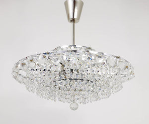 Bakalowits Vienna Diamond Crystal Faceted Glass Chandelier, Austria, 1950s