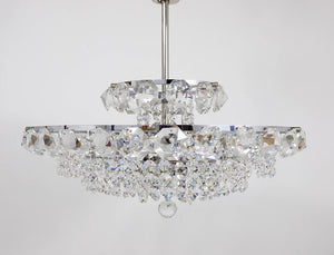 Bakalowits Vienna Diamond Crystal Faceted Glass Chandelier, Austria, 1950s