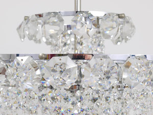 Bakalowits Vienna Diamond Crystal Faceted Glass Chandelier, Austria, 1950s
