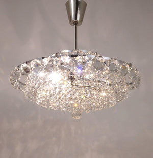 Bakalowits Vienna Diamond Crystal Faceted Glass Chandelier, Austria, 1950s