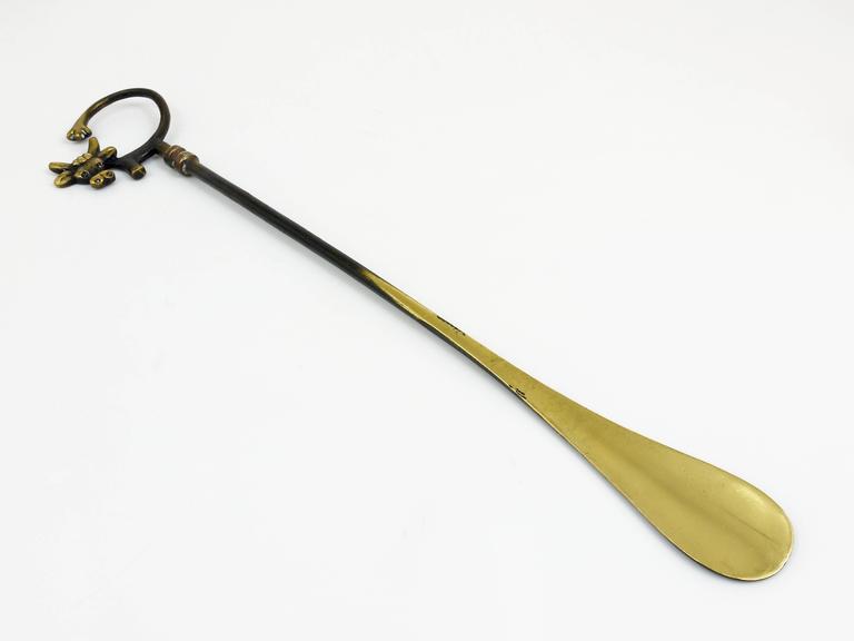 Walter Bosse、真鍮製シューホーン、牛のデザイン、Herta Baller、Austria、1950年代