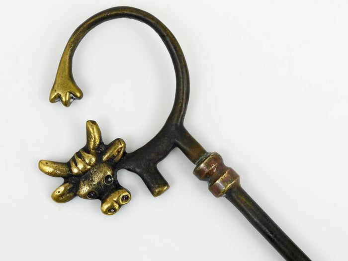 Walter Bosse Brass Shoehorn Displaying a Cow, Herta Baller, Austria, 1950s