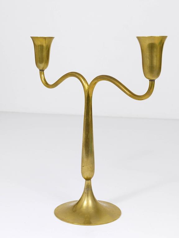 Hagenauer Vienna Brass Candelabra Mid-Century Candle Holder, Austria, 1940s
