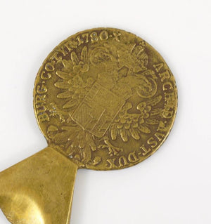 Carl Aubock Brass Maria Theresia Coin Bottle Opener, Austria, 1950s