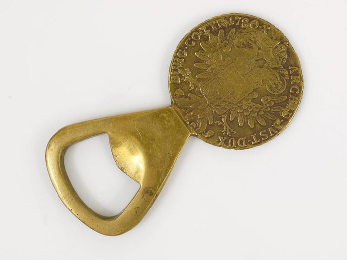 Carl Aubock Brass Maria Theresia Coin Bottle Opener, Austria, 1950s
