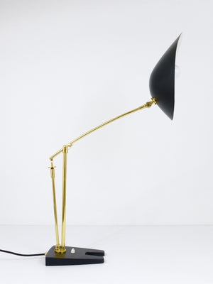 Angelo Lelli Style Articulated Midcentury Brass Table Desk Lamp, Italy, 1950s