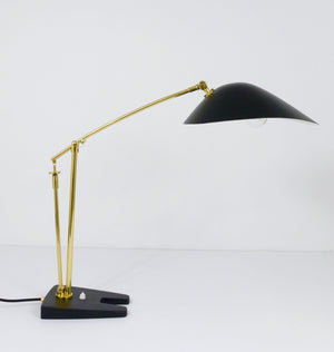 Angelo Lelli Style Articulated Midcentury Brass Table Desk Lamp, Italy, 1950s