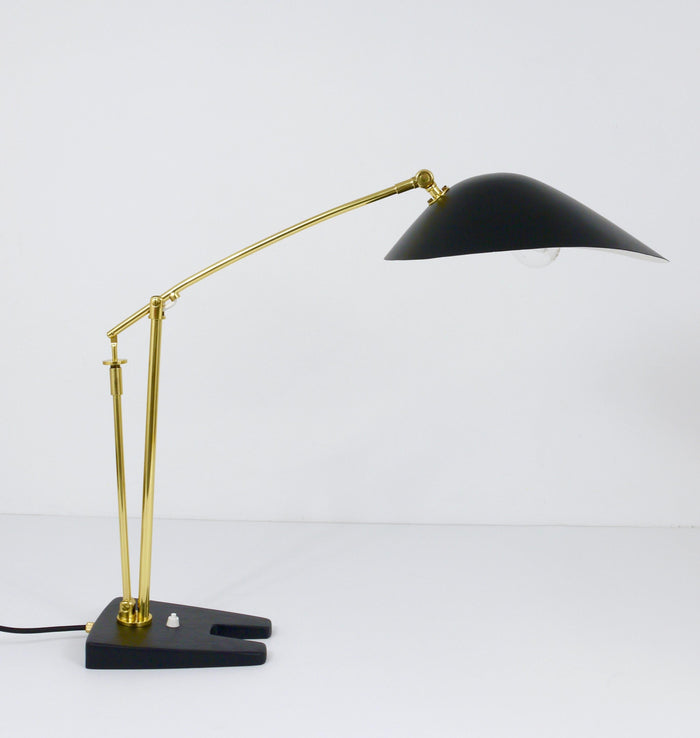 Angelo Lelli Style Articulated Midcentury Brass Table Desk Lamp, Italy, 1950s