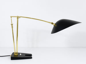 Angelo Lelli Style Articulated Midcentury Brass Table Desk Lamp, Italy, 1950s