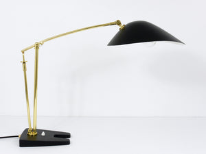 Angelo Lelli Style Articulated Midcentury Brass Table Desk Lamp, Italy, 1950s
