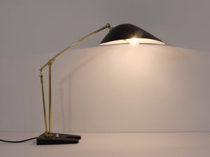 Angelo Lelli Style Articulated Midcentury Brass Table Desk Lamp, Italy, 1950s