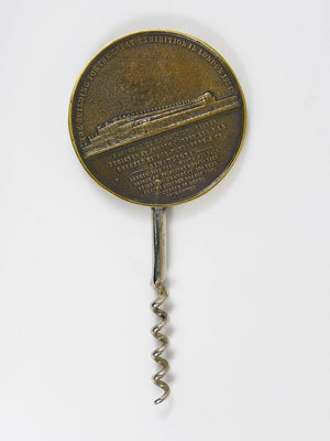 Carl Aubock Big Brass Coin Cork Screw, Bottle Opener, Austria, 1950s