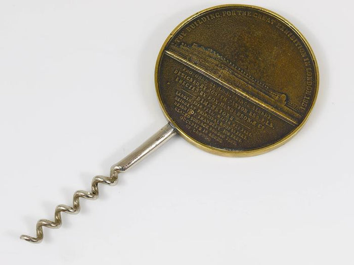 Carl Aubock Big Brass Coin Cork Screw, Bottle Opener, Austria, 1950s