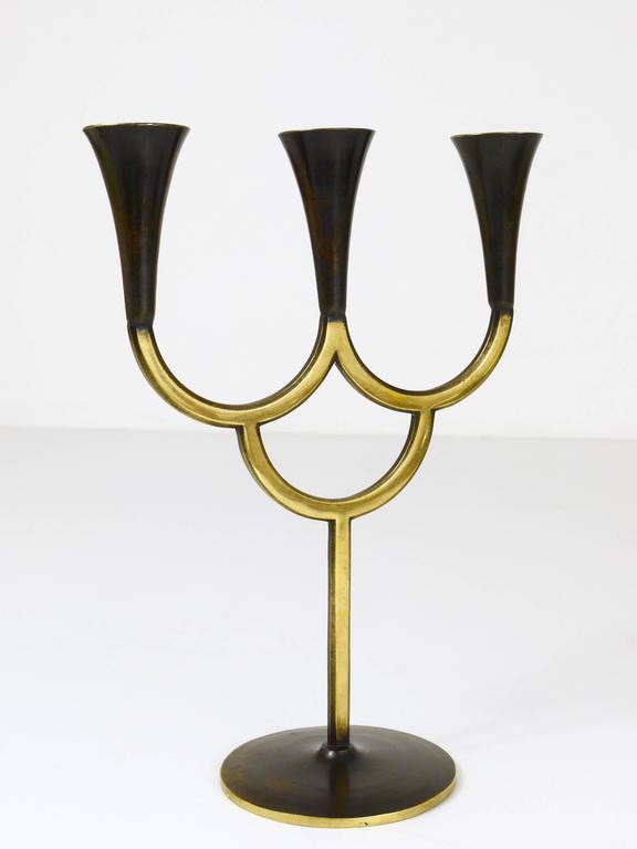 Richard Rohac Brass Candelabra Mid-Century Candle Holder, Vienna, Austria, 1950s
