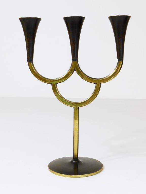 Richard Rohac Brass Candelabra Mid-Century Candle Holder, Vienna, Austria, 1950s